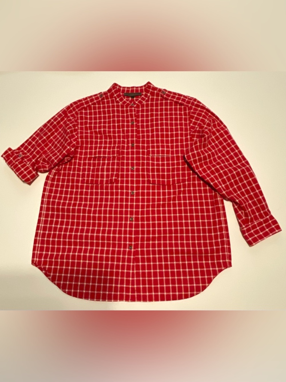 Jones Jeans Red Windowpane Button-Down Shirt